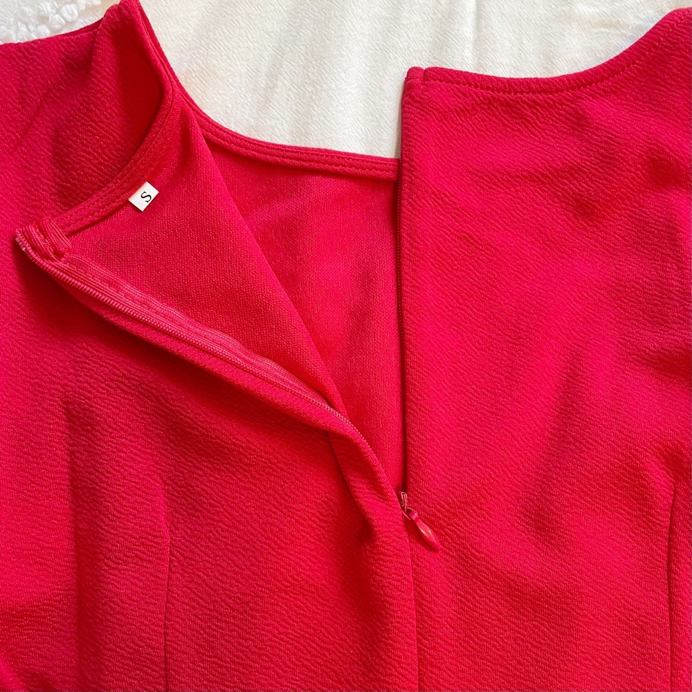 Red Ruffle Mini Dress - Picture 4 of 5